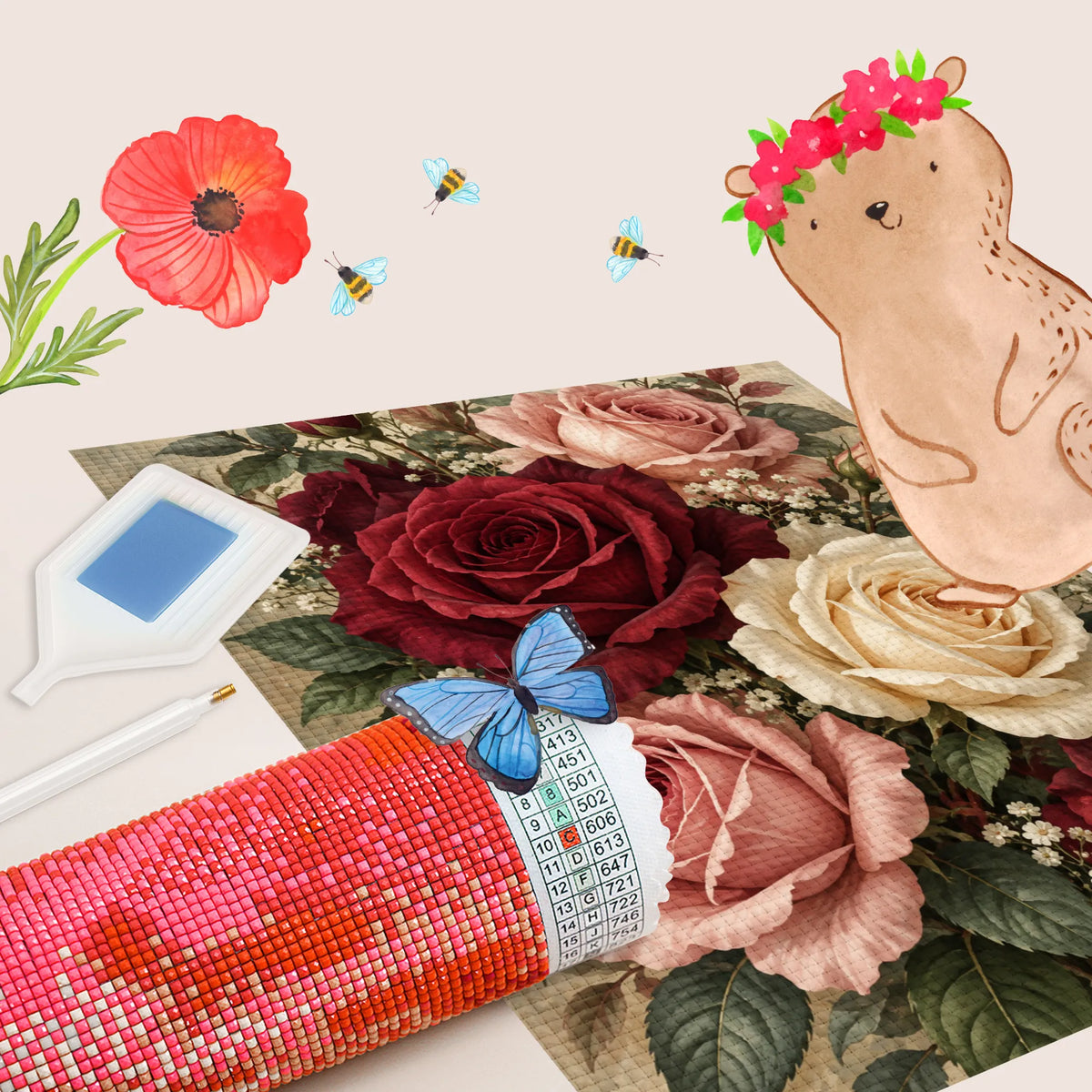Elegantes Diamond Painting Rosen für Rosenliebhaber mit Burgunderrosen