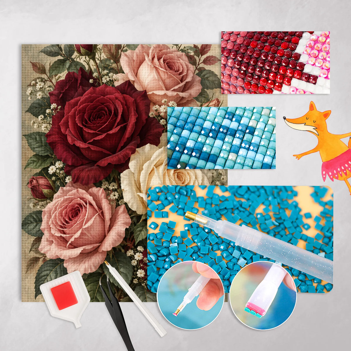 Elegantes Diamond Painting Rosen für Rosenliebhaber mit Burgunderrosen