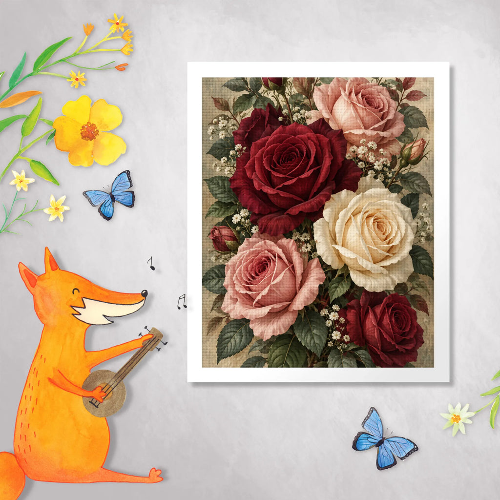 Elegantes Diamond Painting Rosen für Rosenliebhaber mit Burgunderrosen|p:2022577|h:5decc37a58230e405fff618bf60f0268