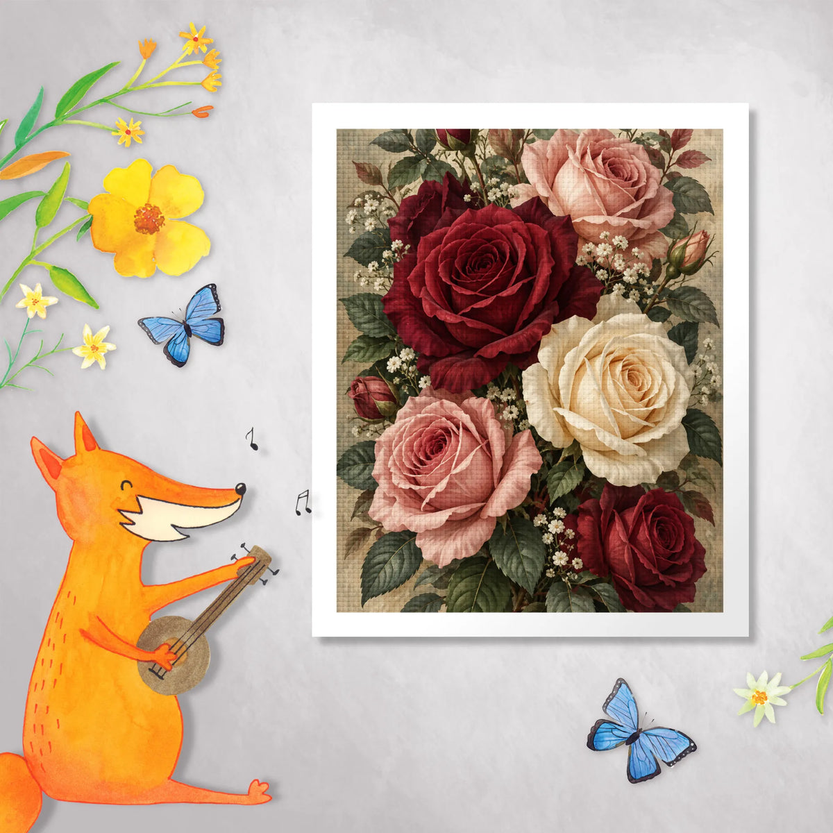 Elegantes Diamond Painting Rosen für Rosenliebhaber mit Burgunderrosen