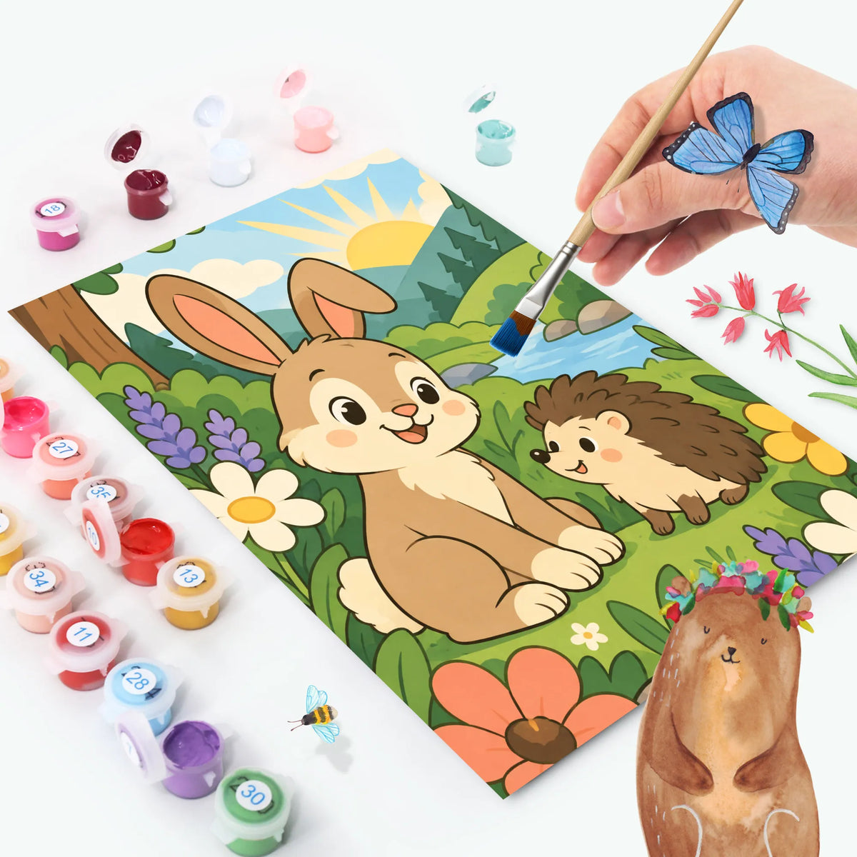 Süßes Malen nach Zahlen ab 3 Jahren für Kinder mit Hase