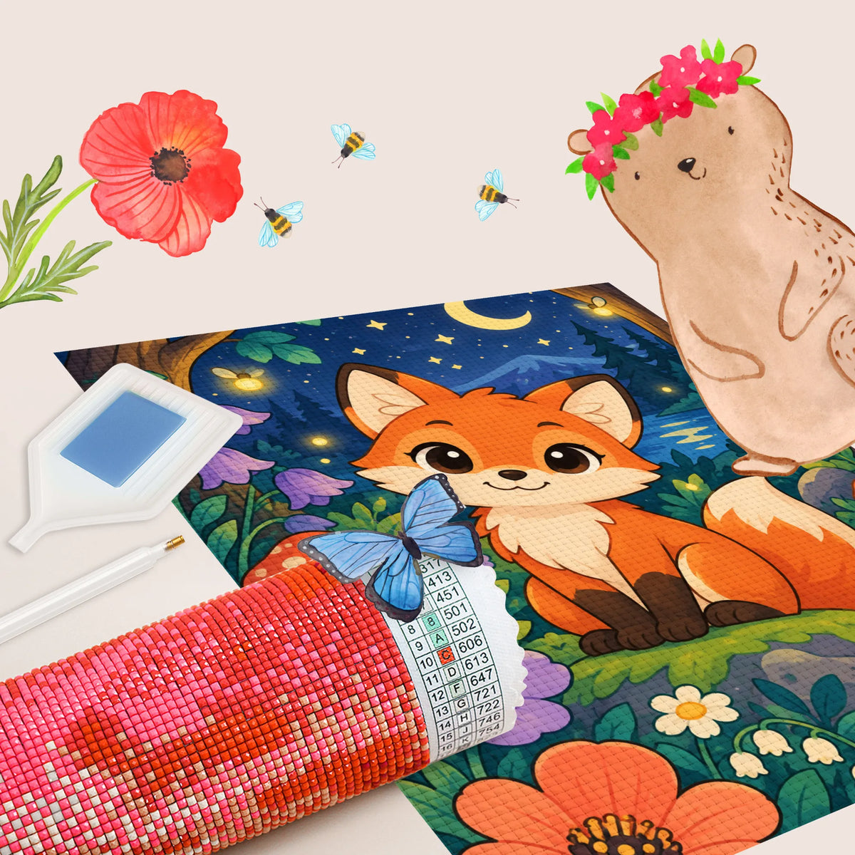 Süßes Diamond Painting für 8-jährige Kinder mit Fuchs