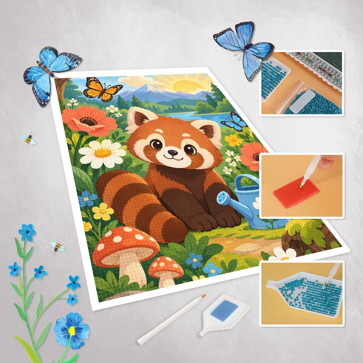Süßes Diamond Painting für 6-Jährige mit rotem Panda