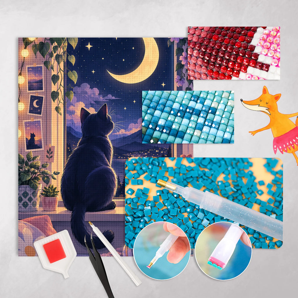 Cooles Diamond Painting für Jugendliche mit Mondkatze|p:2022595|h:db21d050335f42ecb05fd0fd334fa75a