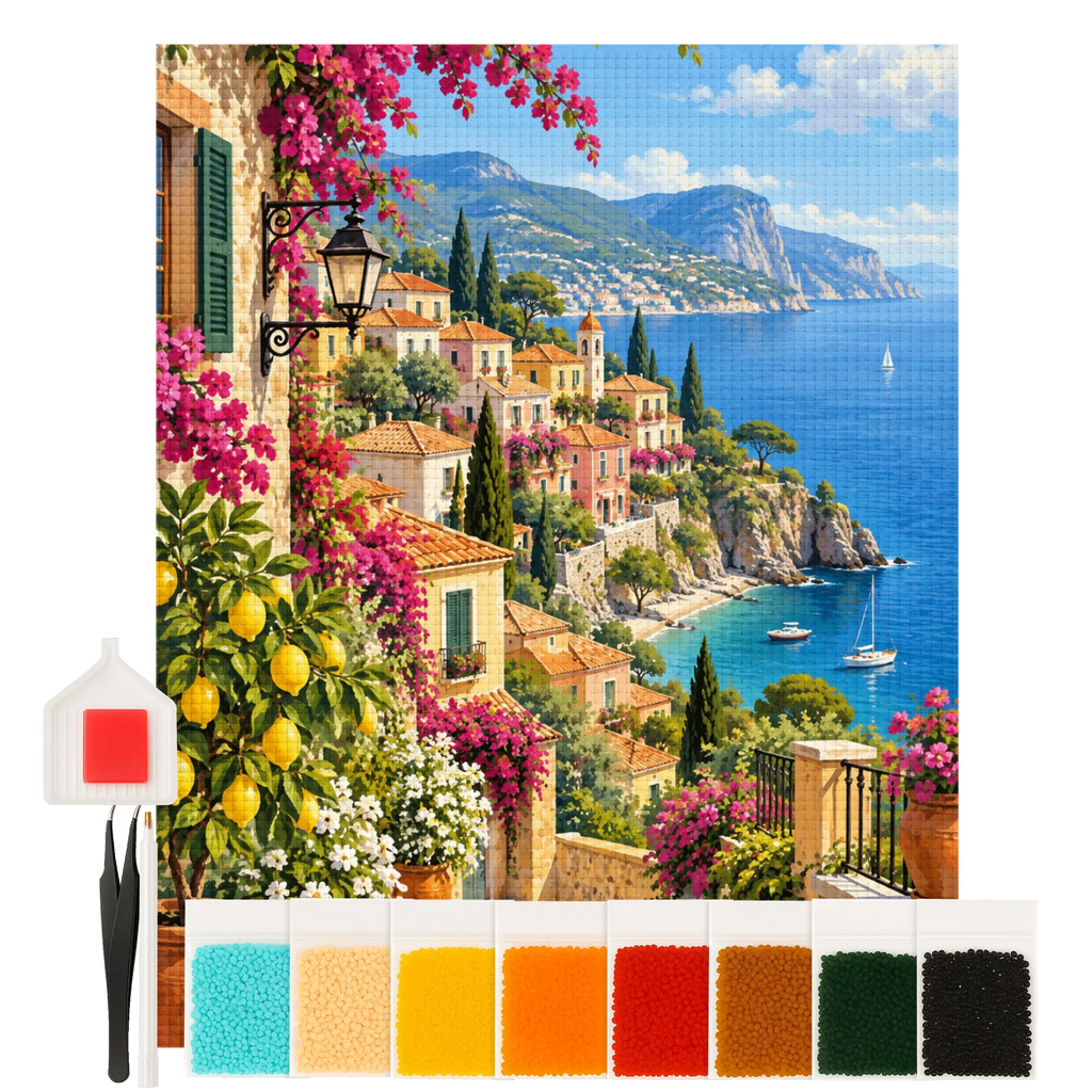 Entspannendes Diamond Painting Italien mit mediterranem Küstendorf|p:2022632|h:60d1cbee3e8ad47dd3100868fdf75474