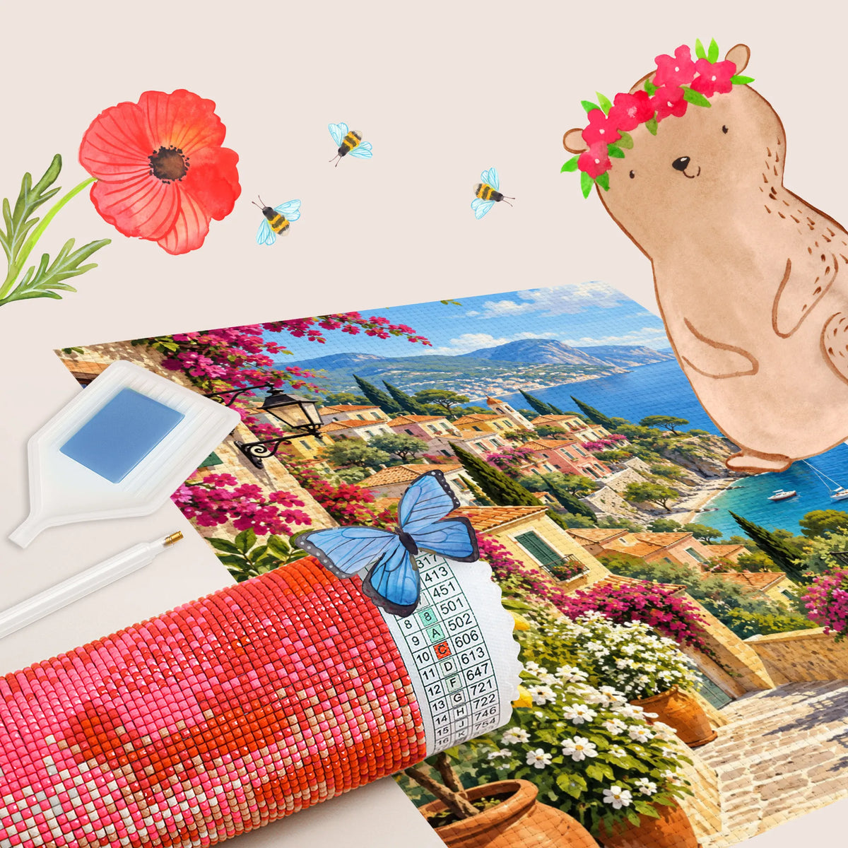 Entspannendes Diamond Painting Italien mit mediterranem Küstendorf