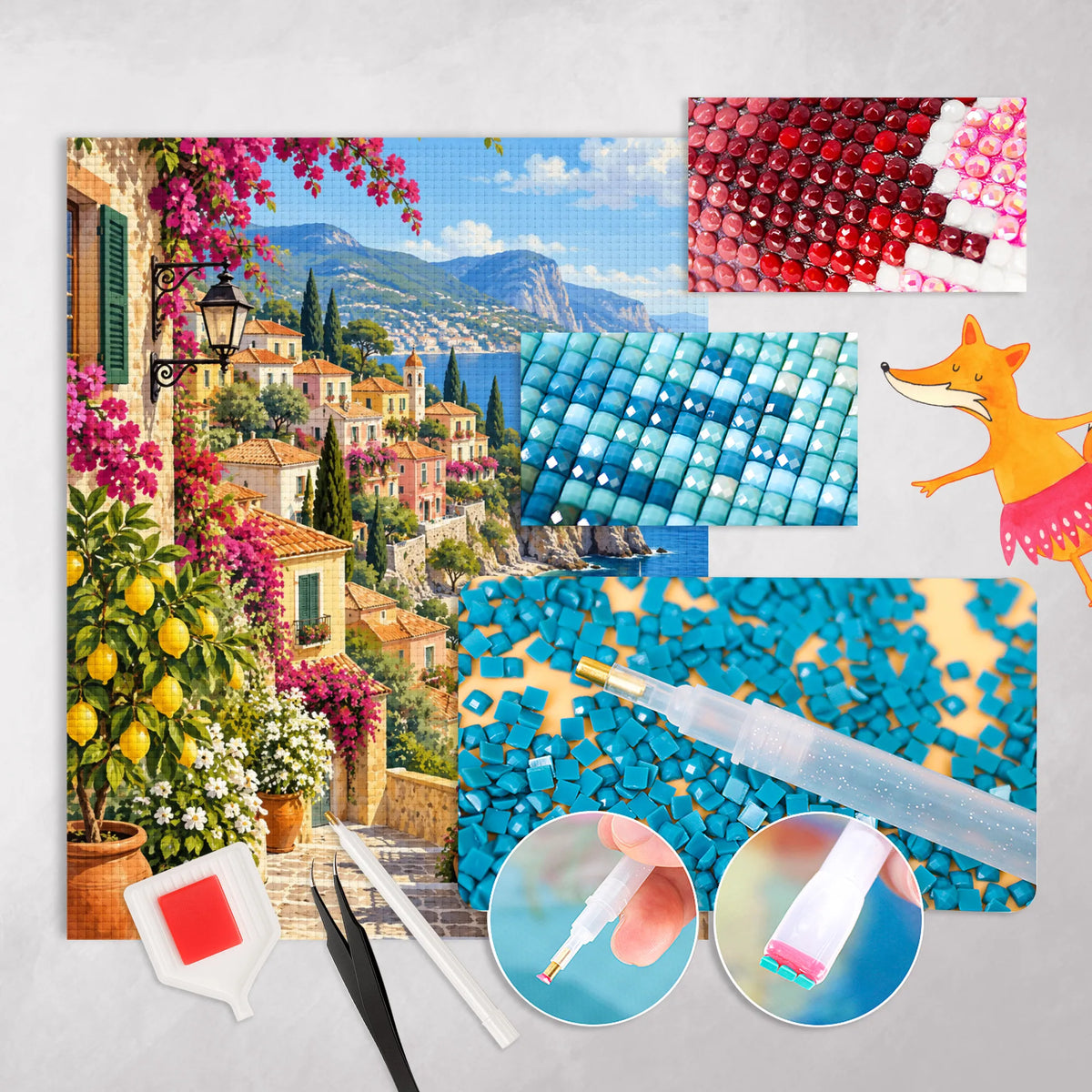 Entspannendes Diamond Painting Italien mit mediterranem Küstendorf