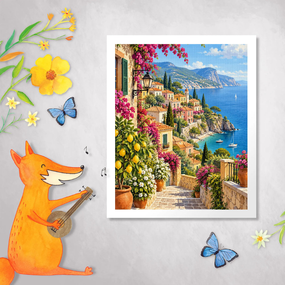 Entspannendes Diamond Painting Italien mit mediterranem Küstendorf