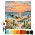 Beruhigendes Diamond Painting von der Ostsee mit Strandhäuschen
