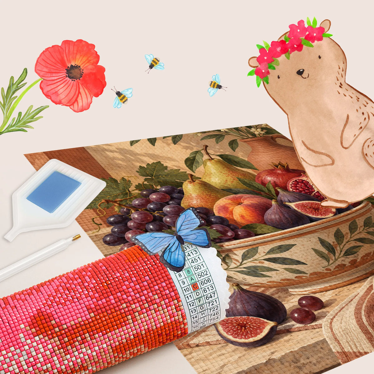 Entspannendes Diamond Painting Obst für Küche mit Trauben
