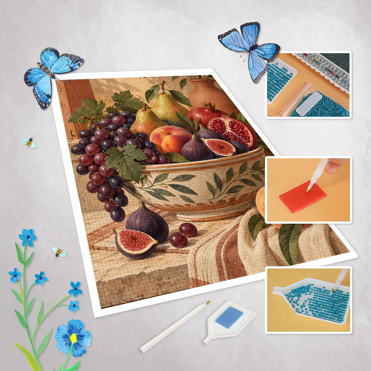 Entspannendes Diamond Painting Obst für Küche mit Trauben