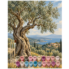 Entspannendes Malen nach Zahlen mit Olivenbaum in mediterraner Landschaft|p:2022677|h:8e3b7e62fdbdb730e78d9fc6bfa3e8d8