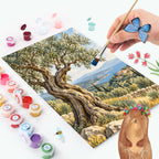 Entspannendes Malen nach Zahlen mit Olivenbaum in mediterraner Landschaft|p:2022677|h:96d107fa73efb941f38e1e2ad93fb100