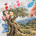 Entspannendes Malen nach Zahlen mit Olivenbaum in mediterraner Landschaft|p:2022677|h:264921a133a7be5b06ccafbf1046b5aa