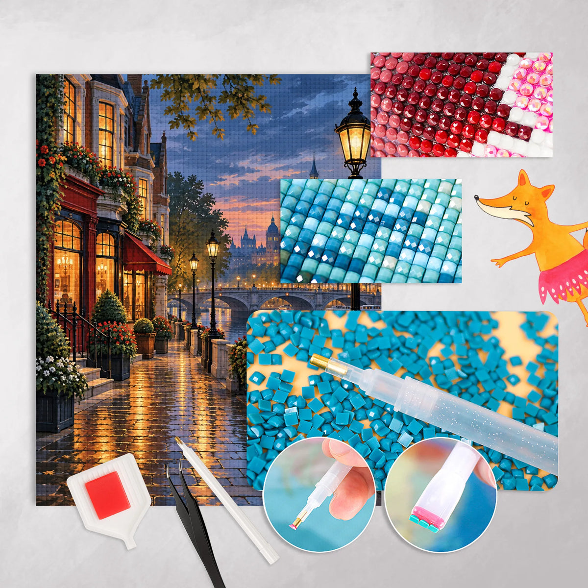 Entspannendes Diamond Painting London für Fans mit Steinbrücke
