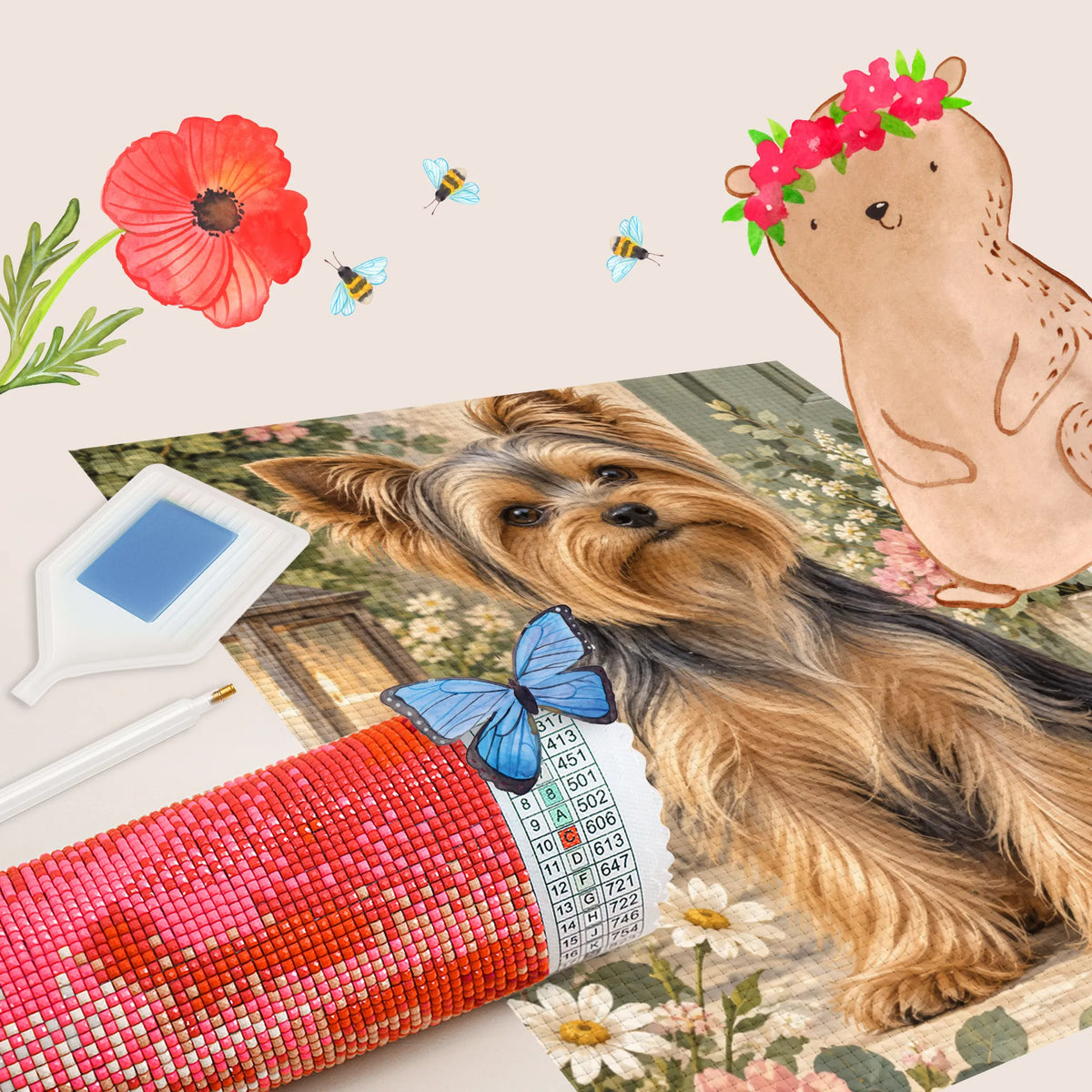 Elegantes Diamond Painting mit Yorkshire Terrier für Hundefans