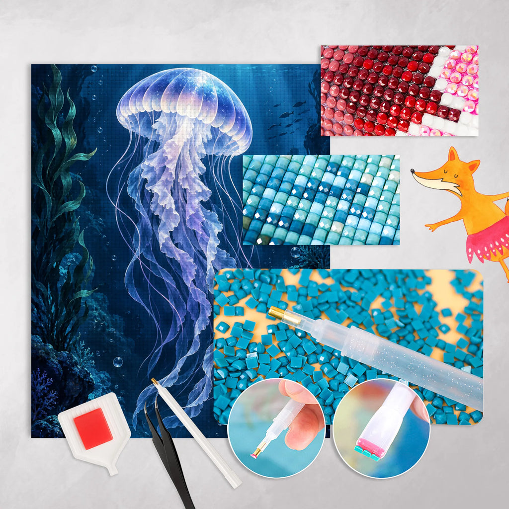 Elegante Diamond Painting Qualle für Fans der Unterwasserwelt|p:2022698|h:8bbd7fe5481c0a61d59325fa3e8ad975