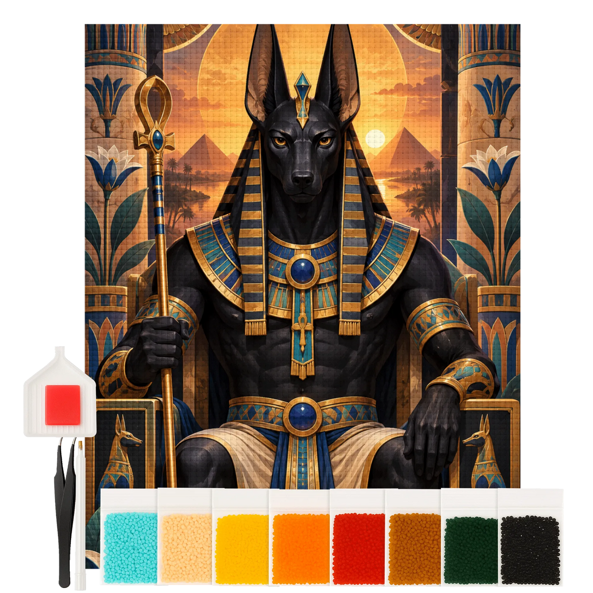 Mystisches Diamond Painting Ägyptische Götter für Fans mit Schakal