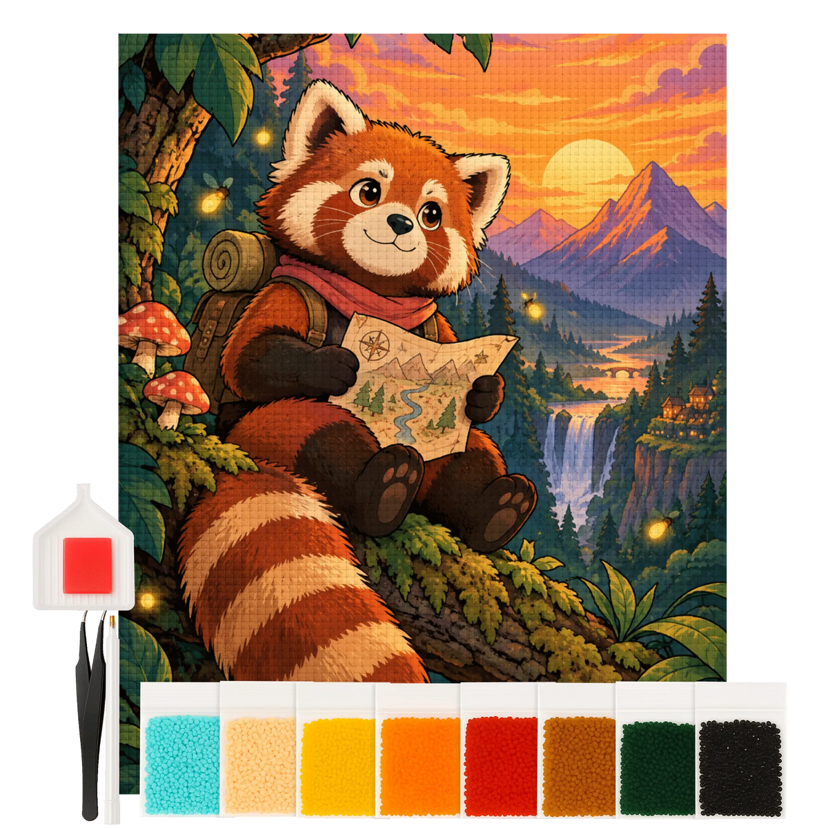 Lustiges Diamond Painting Comic für Fans mit Rotem Panda