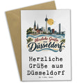 Herzliche Grußkarte aus Düsseldorf für Urlaubsgrüße mit Skyline