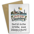 Herzliche Grußkarte aus Düsseldorf für Urlaubsgrüße mit Skyline|p:2022934|h:34a24b109dc851b1299b2e316f33e1f6