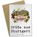 Nostalgische Grußkarte aus Stuttgart mit Weinbergen