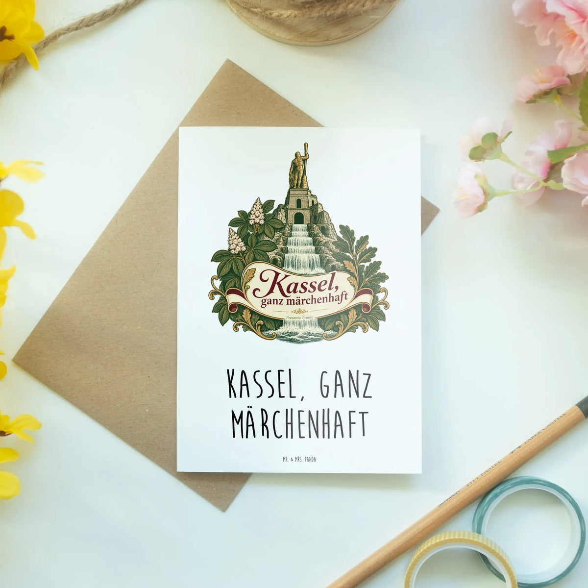 Elegante Grußkarte aus Kassel mit Herkulesdenkmal