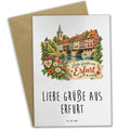 Herzliche Grüße aus Erfurt Karte mit Fachwerkbrücke