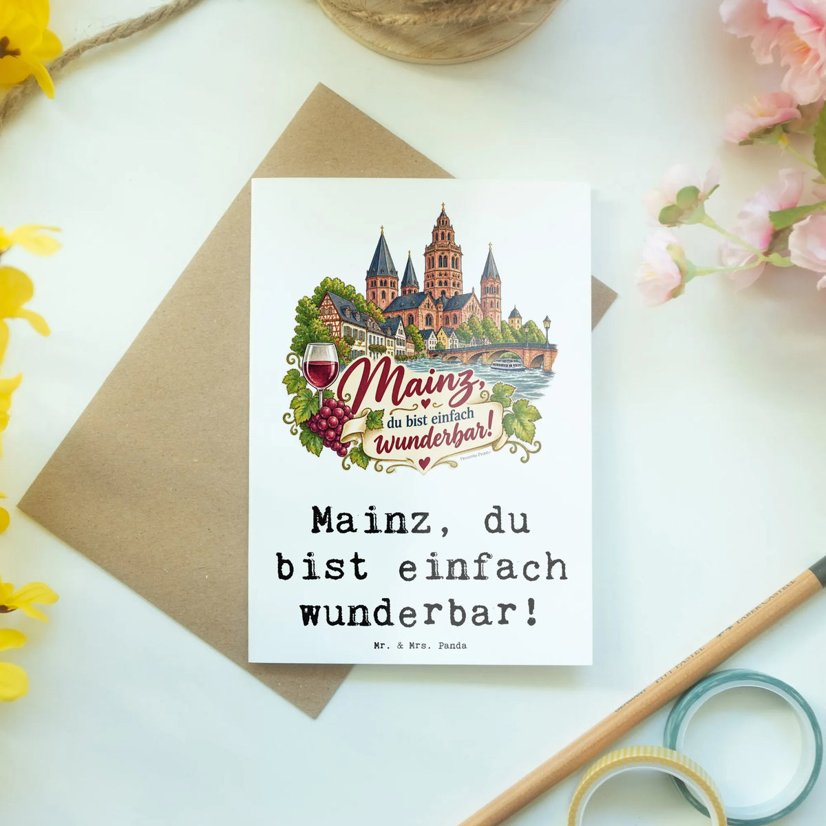 Herzliche Mainz Grußkarte für Mainzfans mit Mainzer Dom
