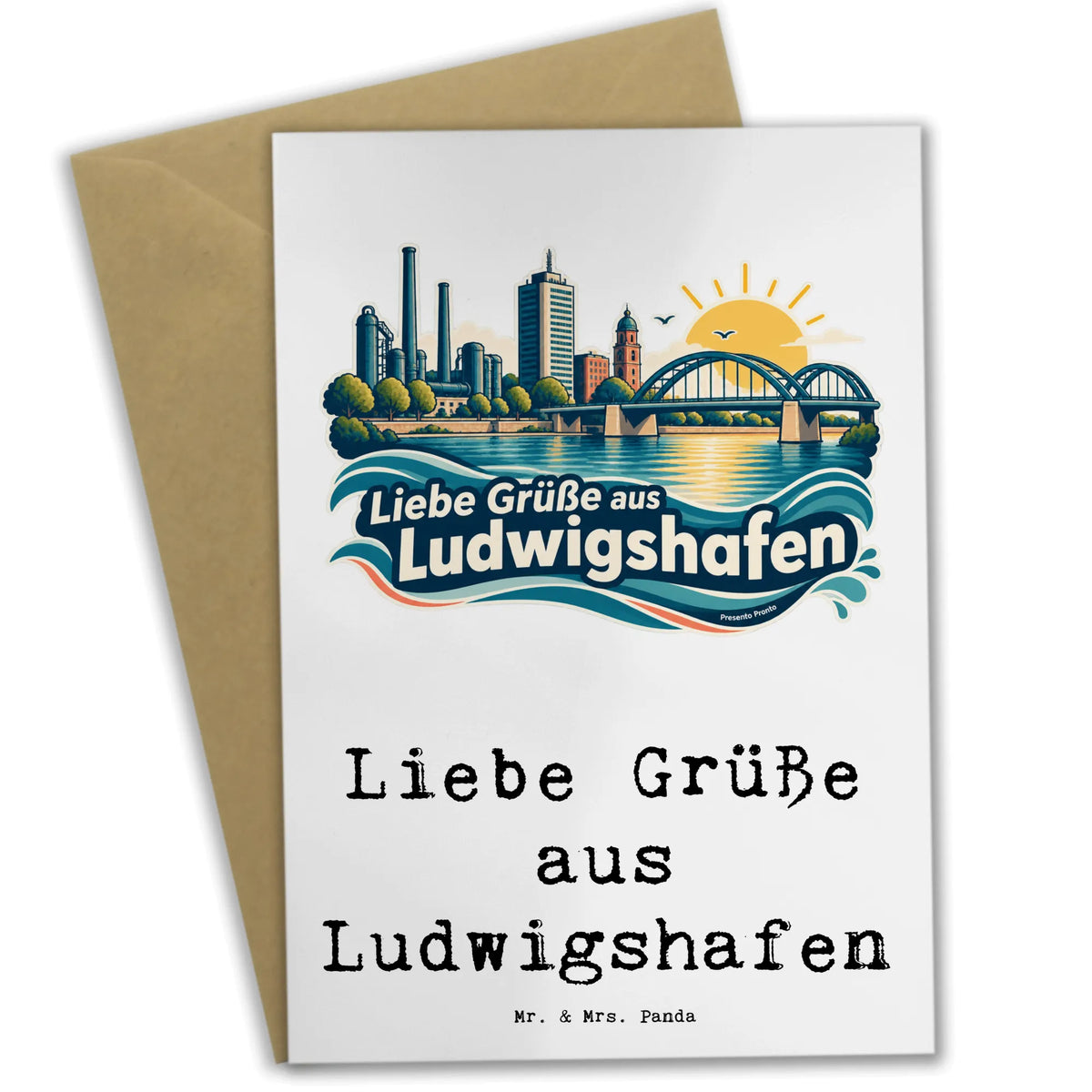 Herzliche Grußkarte aus Ludwigshafen mit Bogenbrücke