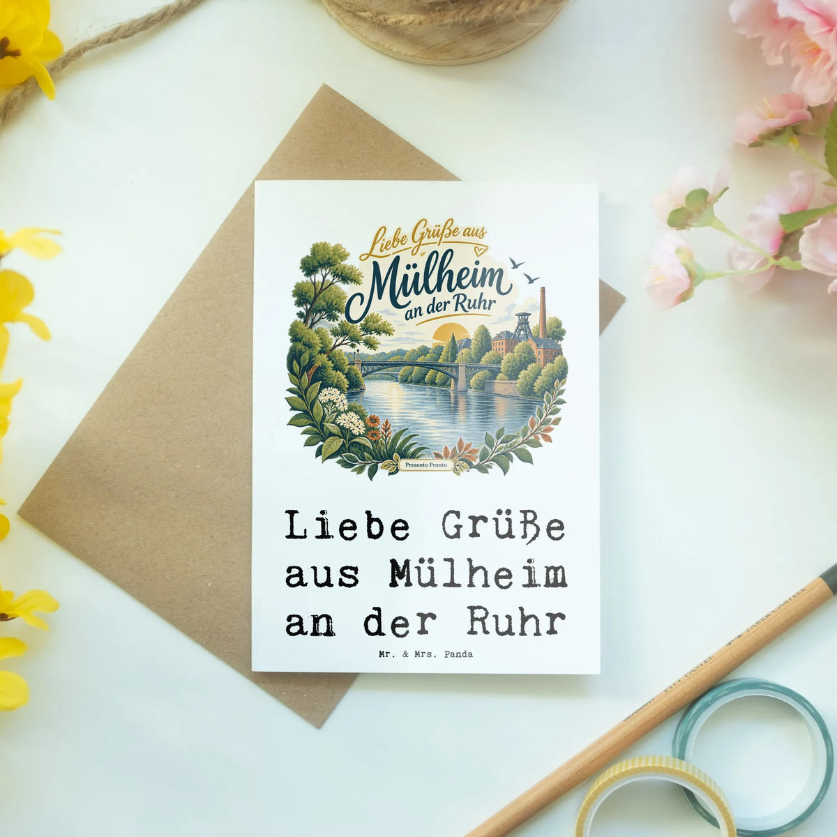 Herzliche Grußkarte für Fans aus Mülheim an der Ruhr mit Ruhrbrücke