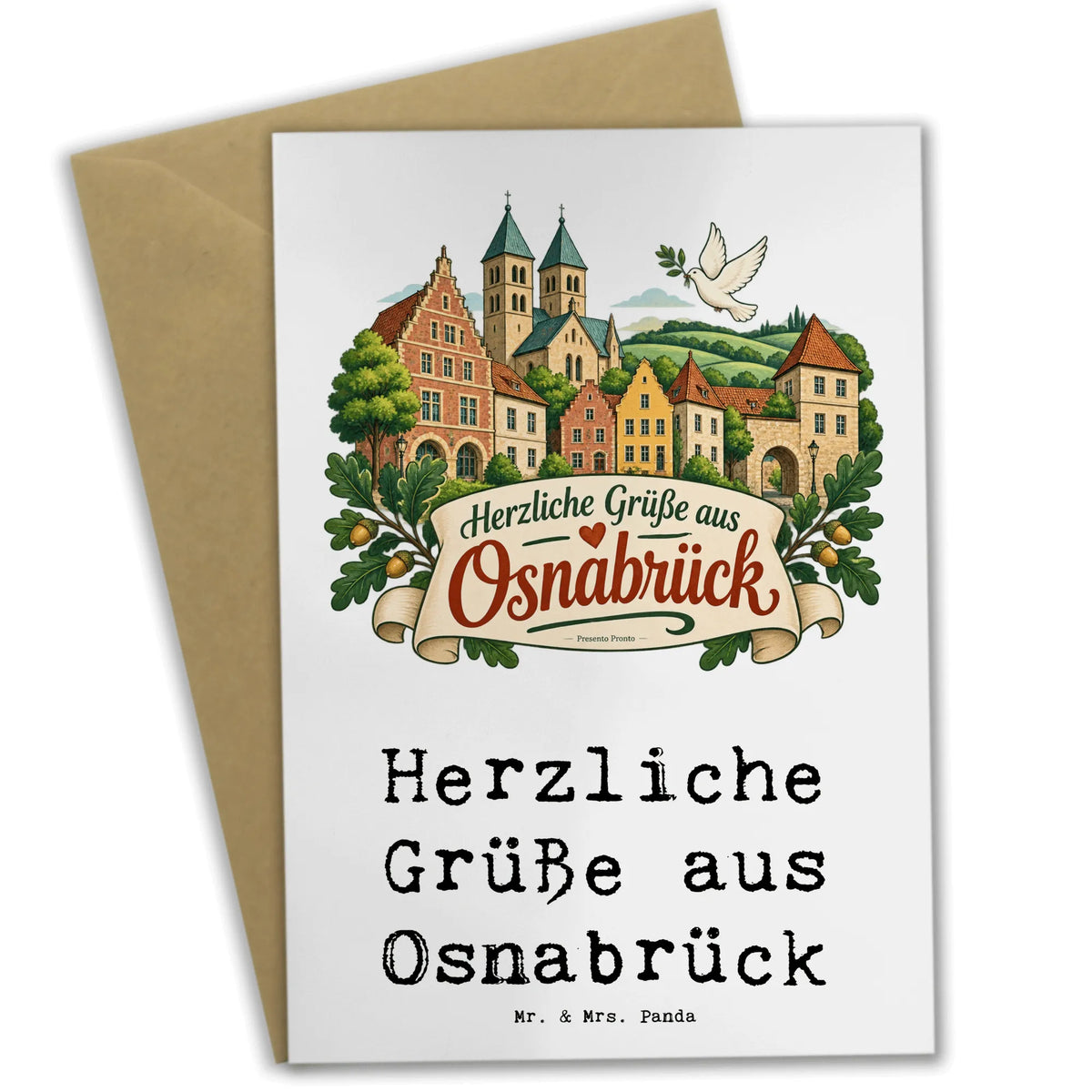 Herzliche Grußkarte aus Osnabrück mit Friedenstaube