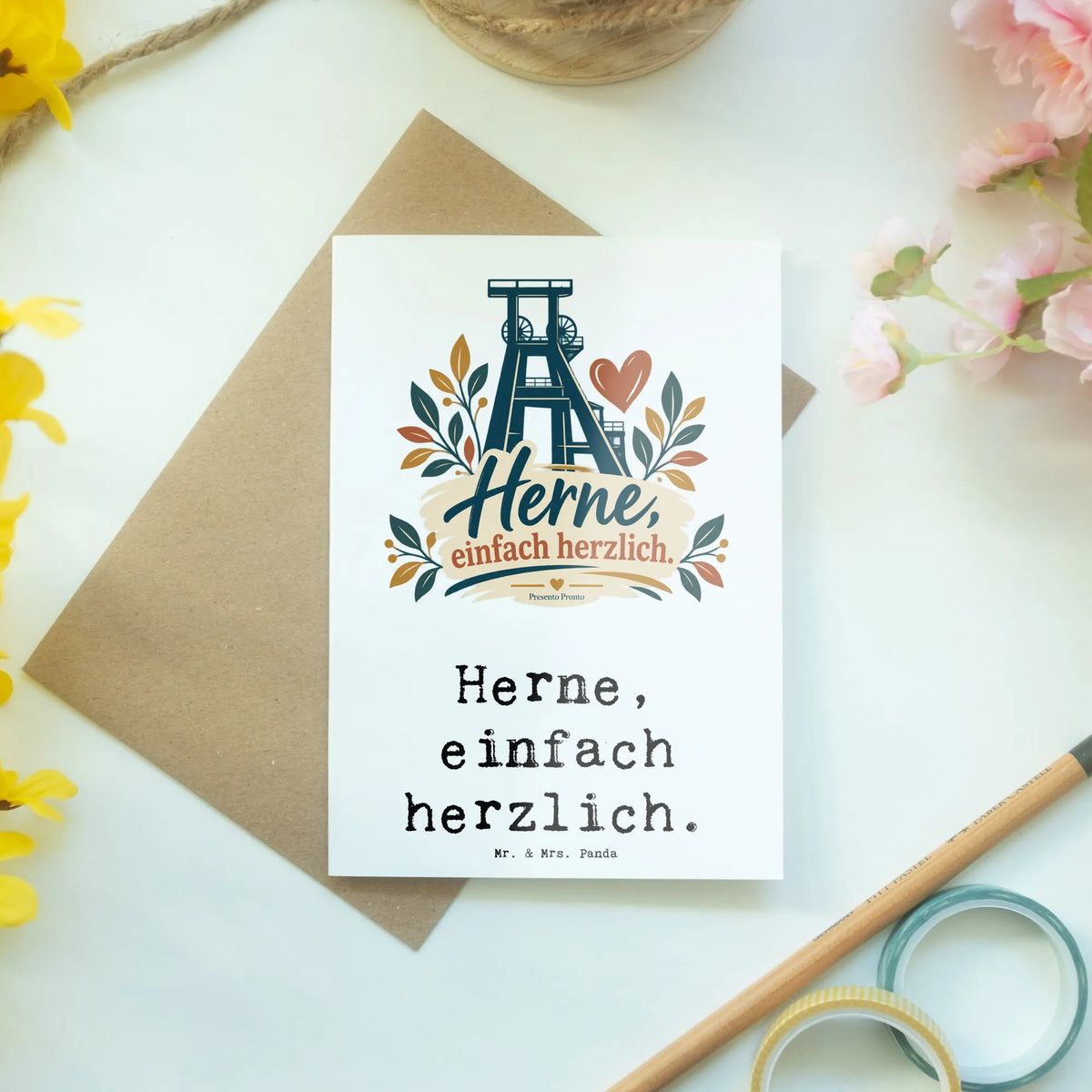 Herzliche Grußkarte für Herne mit Förderturm