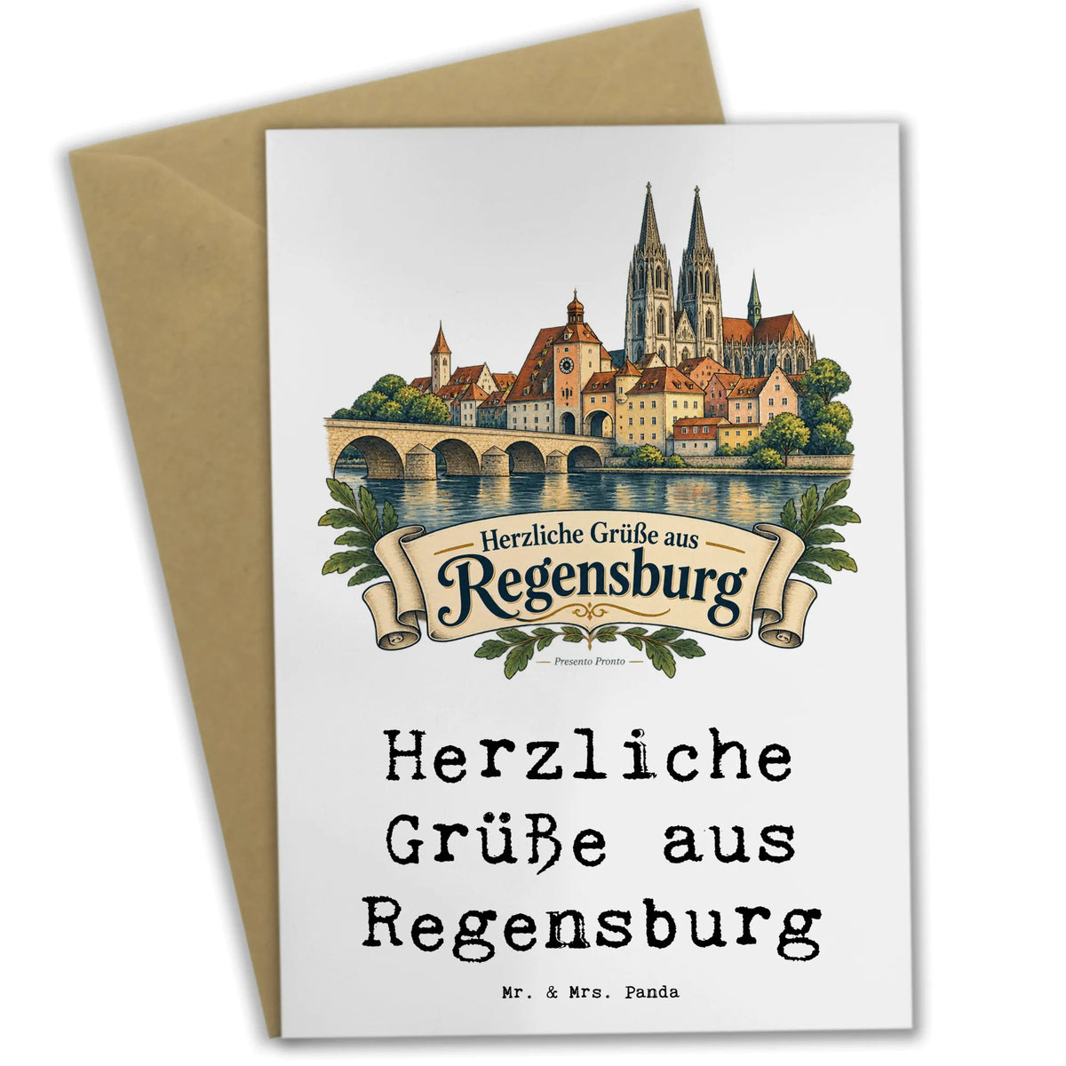 Herzliche Grußkarte aus Regensburg für Urlaubsgrüße mit Dom