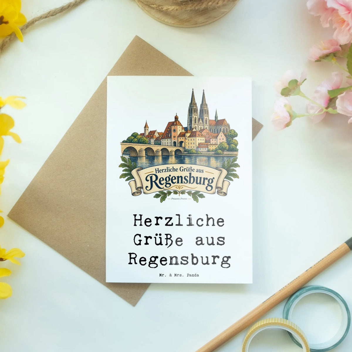 Herzliche Grußkarte aus Regensburg für Urlaubsgrüße mit Dom
