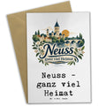 Herzliche Grußkarte für Neusser mit Kirchturm und Brücke