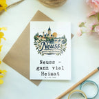 Herzliche Grußkarte für Neusser mit Kirchturm und Brücke|p:2022968|h:0c913e481a4514105a14ba527d425fef