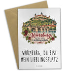 Herzliche Grußkarte für Würzburg-Fans mit Festung|p:2022980|h:9b7d3f5fa599ec9f98621935abfbd91a