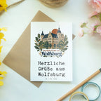 Herzliche Grußkarte für Wolfsburg Fans mit Schloss|p:2022987|h:34e4b1fe571bf0487f090632c7e9aafd