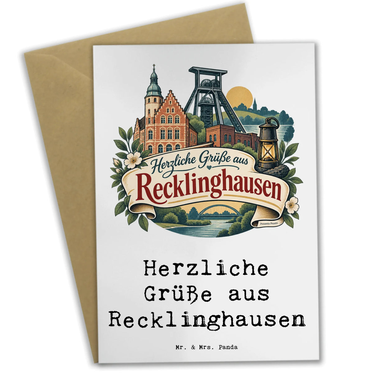 Herzliche Grußkarte aus Recklinghausen mit Förderturm