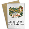 Herzliche Grußkarte aus Zwickau mit Stadtlandschaft