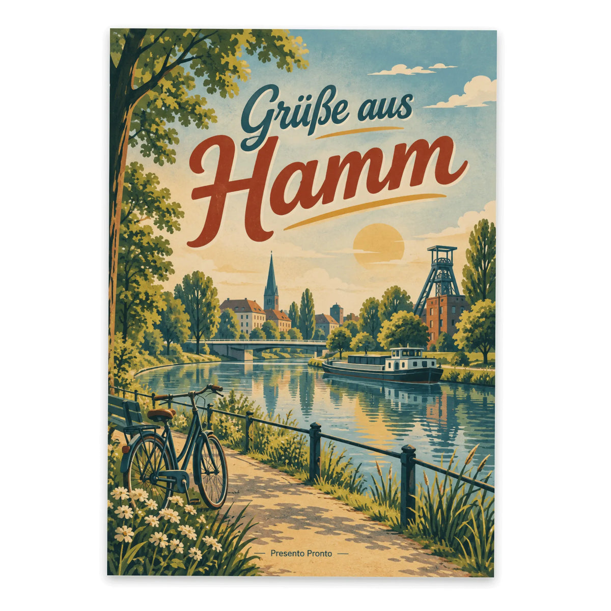 Nostalgische Grüße aus Hamm Postkarte mit Kanal für Sammler