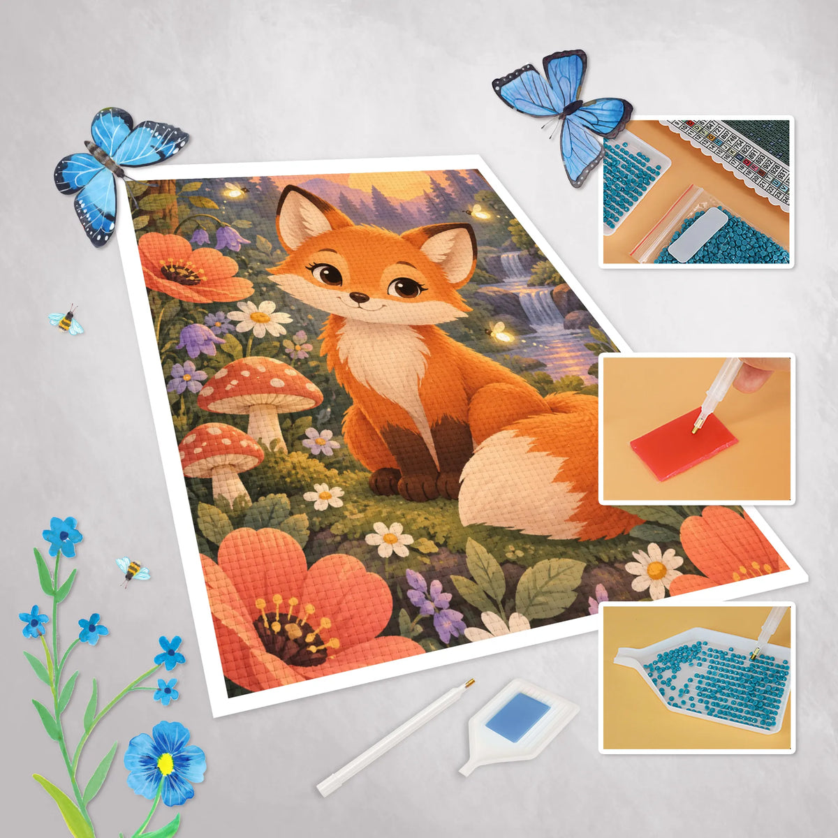 Süßes Diamond Painting für Mädchen ab 6 Jahren mit Fuchs