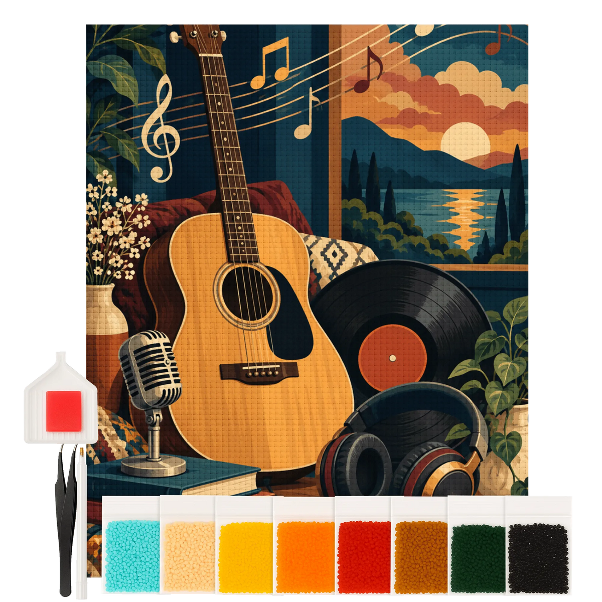 Nostalgische Diamond Painting Bilder für Musikfans mit Gitarre