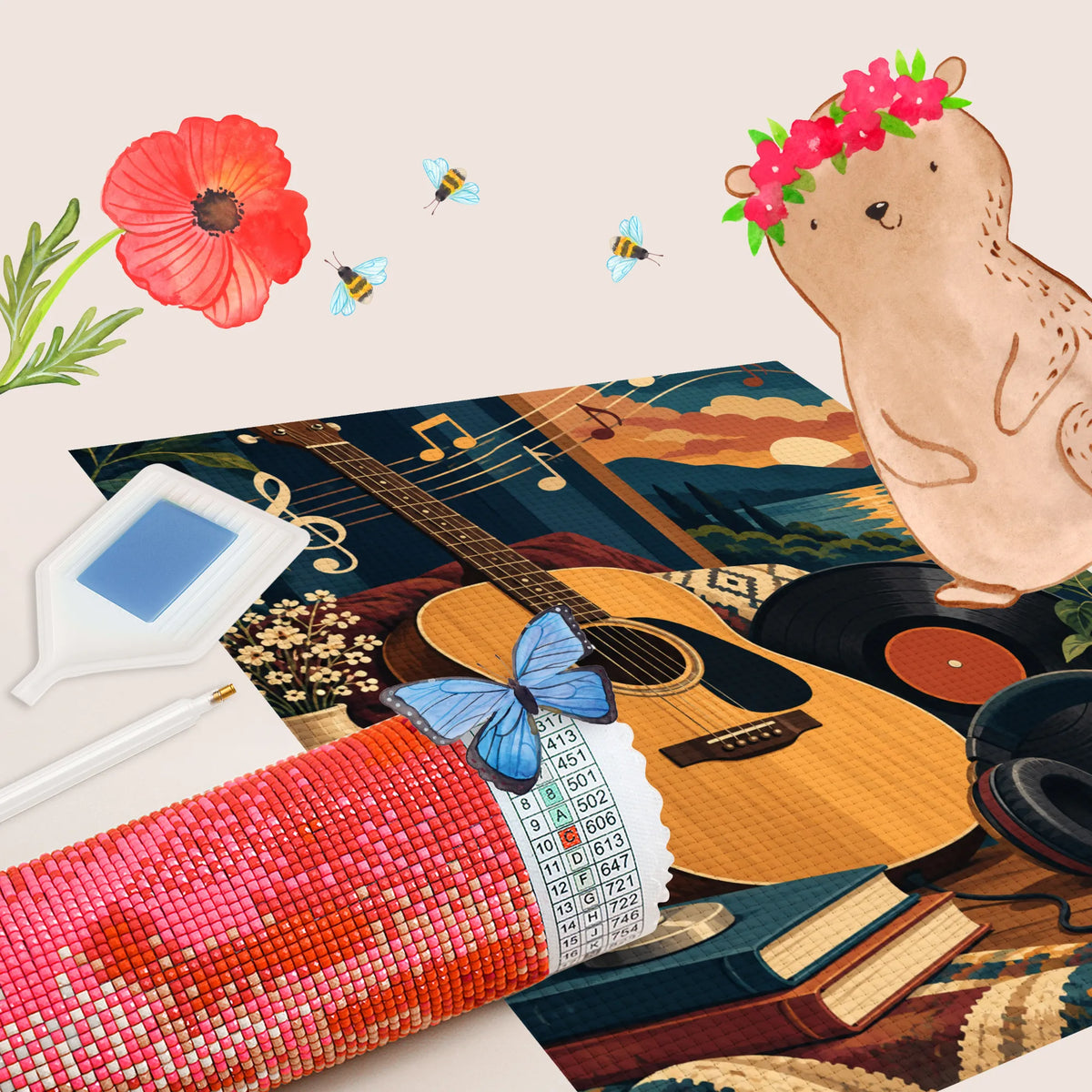 Nostalgische Diamond Painting Bilder für Musikfans mit Gitarre