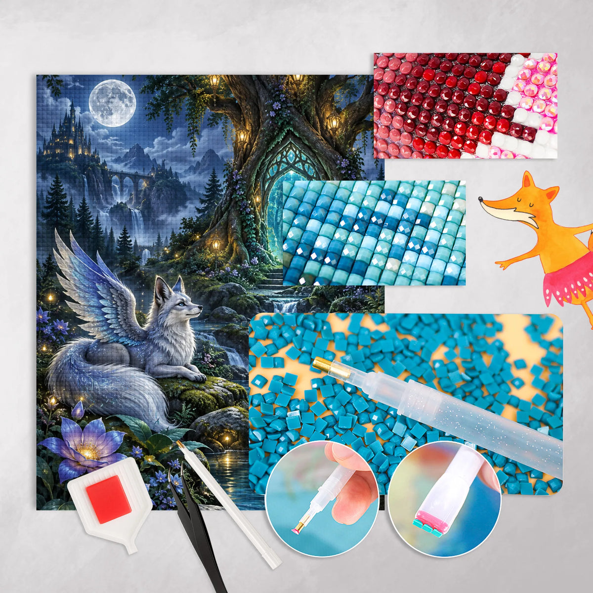 Magisches Diamond Painting Fantasy für Fans mit Fuchs