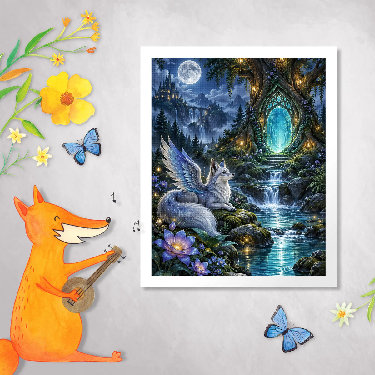 Magisches Diamond Painting Fantasy für Fans mit Fuchs