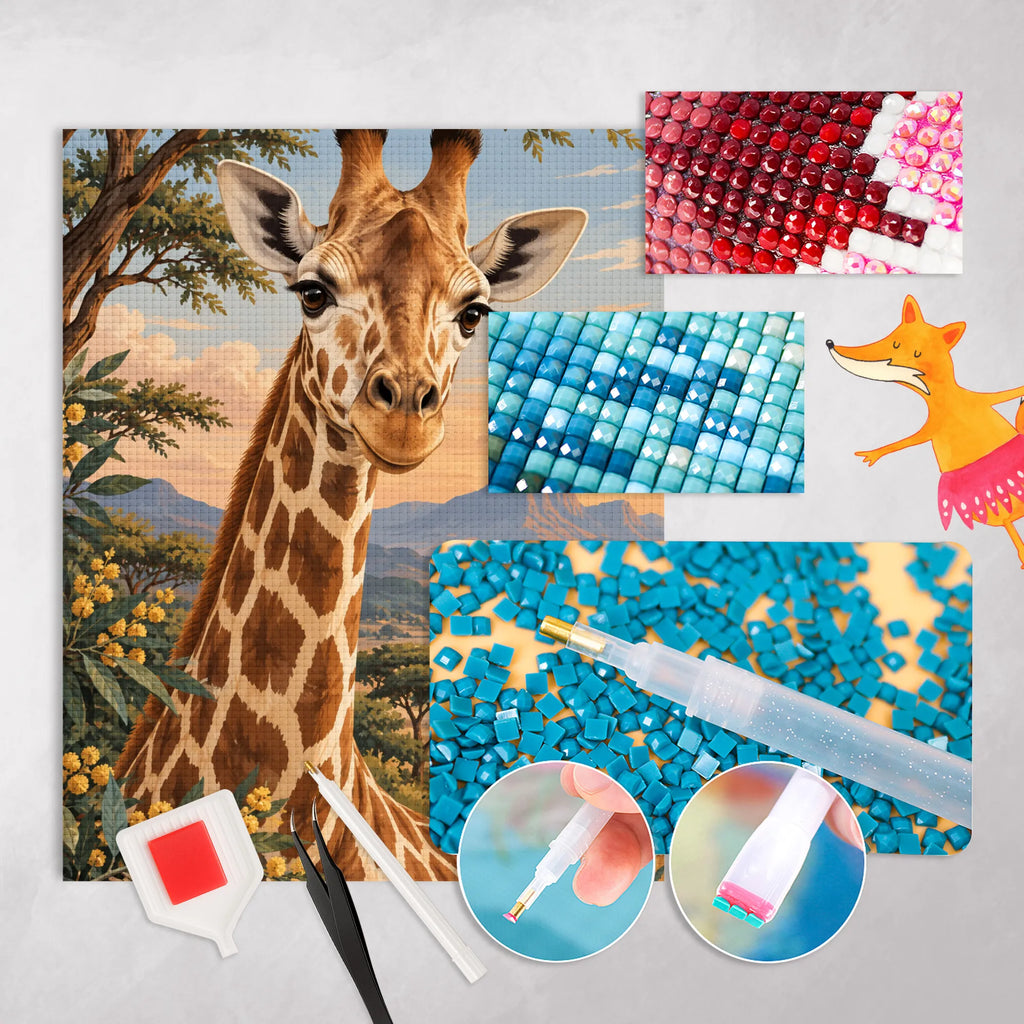 Entspannendes Diamond Painting mit Giraffe in Savanne für Tierfans|p:2023220|h:b94cf24a3df3ce5eb298e6f4f1e6134d