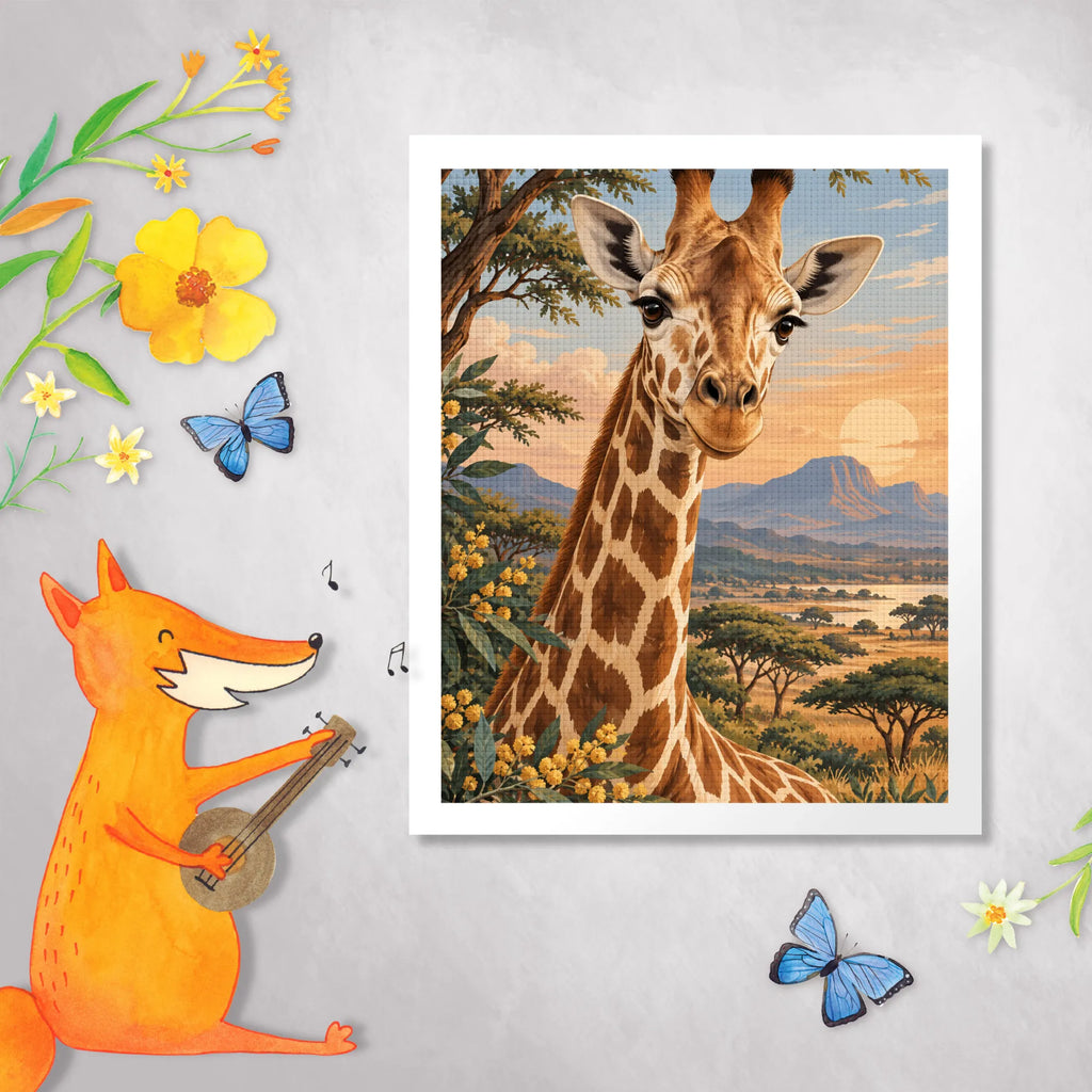 Entspannendes Diamond Painting mit Giraffe in Savanne für Tierfans|p:2023220|h:163b8050dde1625f3d4dc6b1a692a64a