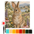 Friedliches Diamond Painting Hase mit Blumenwiese für Hasenfans